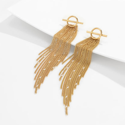 Vintage Tassels Design Metal Drop Earrings