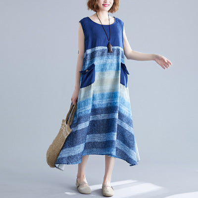 Blue Sleeveless Long Cozy Dresses