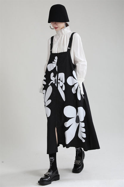 Women Casual Loose Suspender Floral Print Dresses