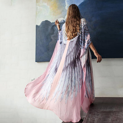 Wings Design Chiffon Summer Plus Sizes Beacwear Cover Ups