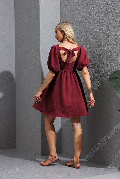 Fashion Square Neckline Summer Backless Short Dresses