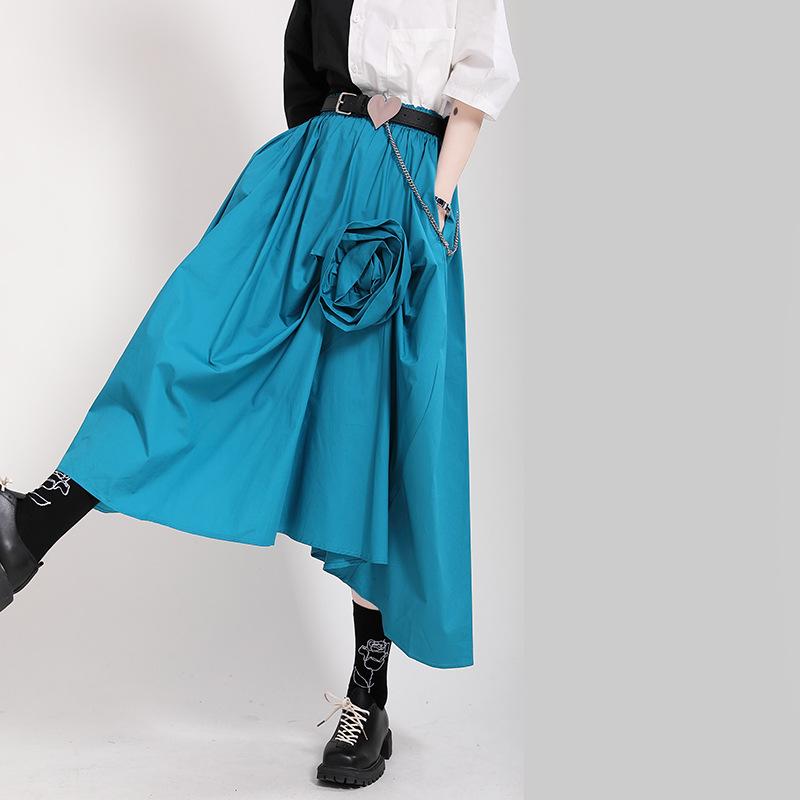 Casual 3D Flower Decoration Women Skirts