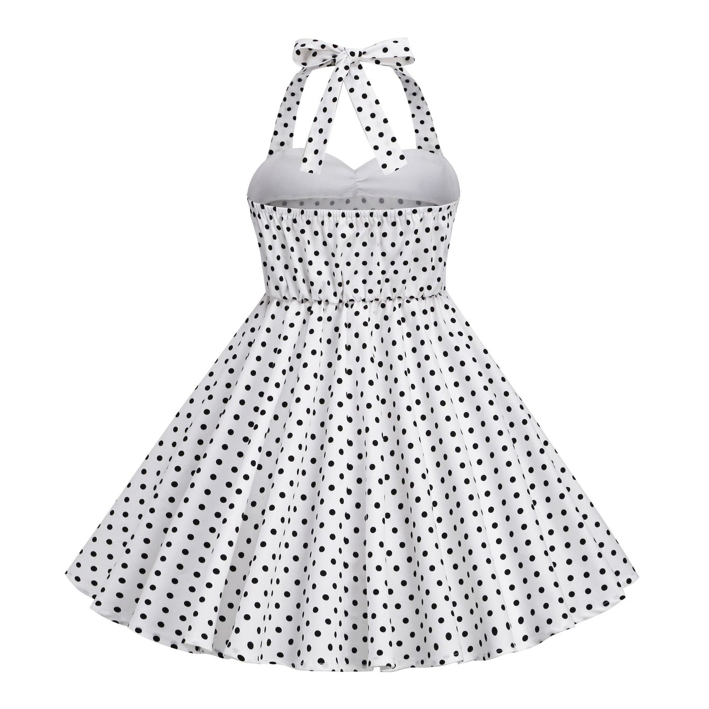 Vintage Dot Print Halter Dresses for Kids