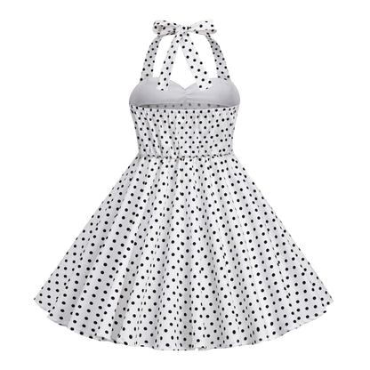 Vintage Dot Print Halter Dresses for Kids