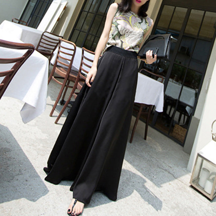 Women High Waist Satin Chiffon Casual Pants