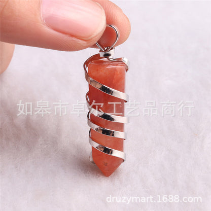 Handmade Carnelian Metal Wire Circled Pendant