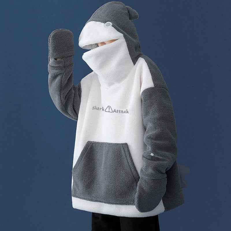 Warm Shark Fleece Plus Sizes Hoodies Top