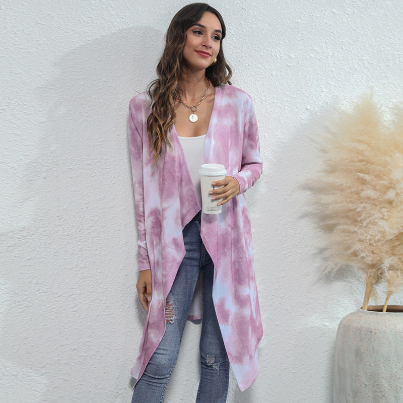 Irregular Design Dyed Long Cardigan Coats for Women