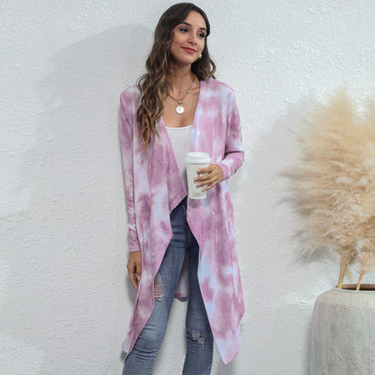 Irregular Design Dyed Long Cardigan Coats for Women