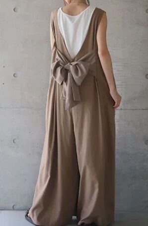 Leisure Wide Legs Rompers with Bow Design