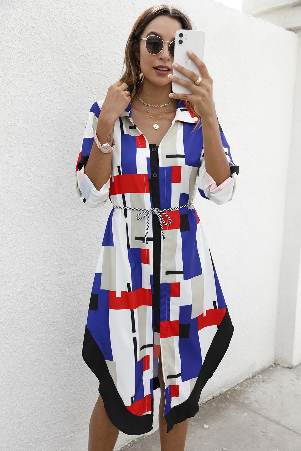 Leisure Long Sleeves Women Short Fall Shirt Dresses-STYLEGOING