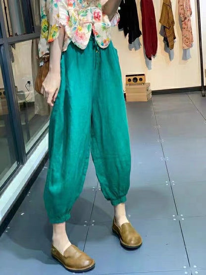 Vintage Linen Plus Sizes Women Harem Pants