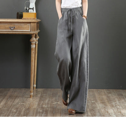 Vintage Cotton High Waist Wide Leg Pants for Women