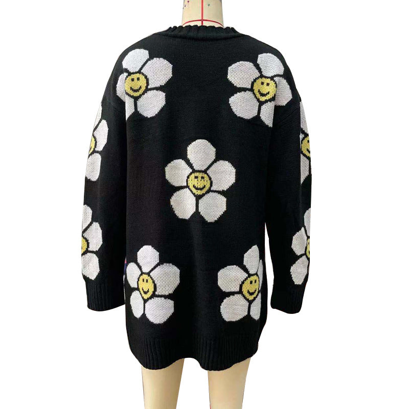 Casual Sweetheart Flower Knitting Cardigan Sweaters
