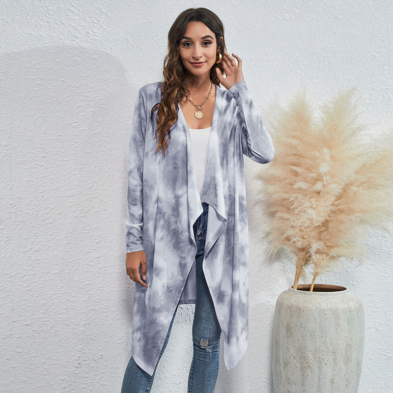 Irregular Design Dyed Long Cardigan Coats for Women