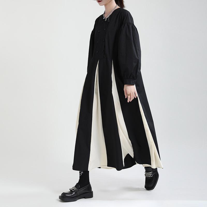 Women Black&white Fall Long Cozy Dresses