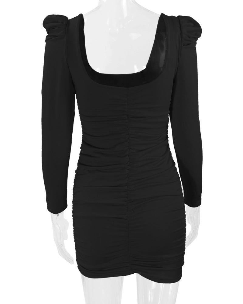 Sexy Square Neckline Long Sleeves Mini Sheath Dresses