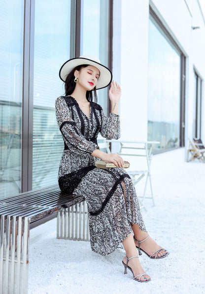 Elegant Classy Floral Design Long Dresses