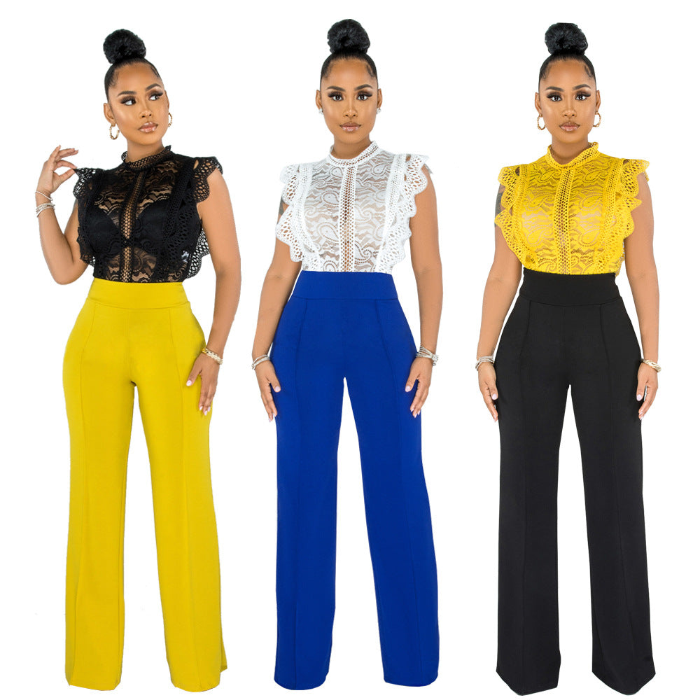 Sexy Back Zippered Wide Legs Pants