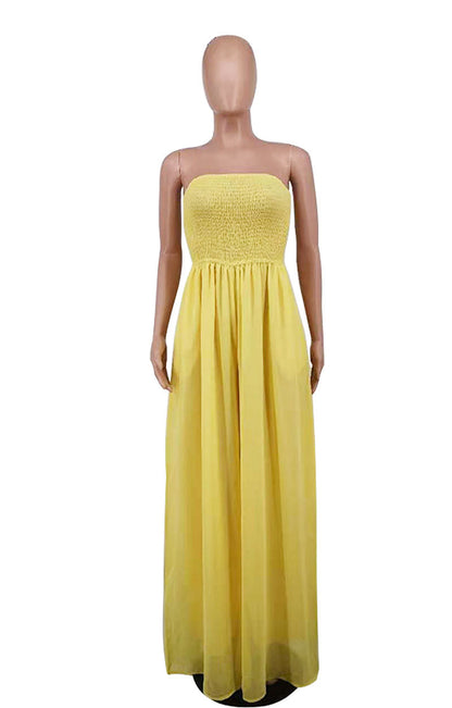Sexy Strapless High Waist Chiffon Summer Jumpsuits