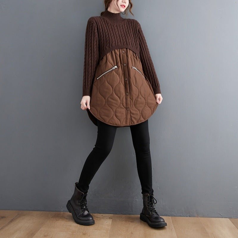 Women High Neck Winter Knitting Pullover Overcoat