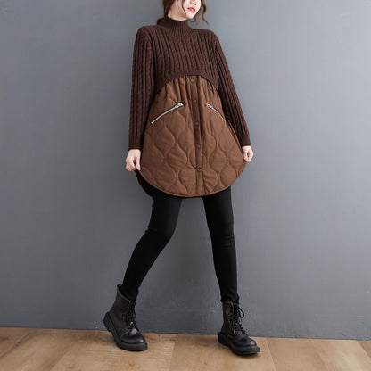 Women High Neck Winter Knitting Pullover Overcoat
