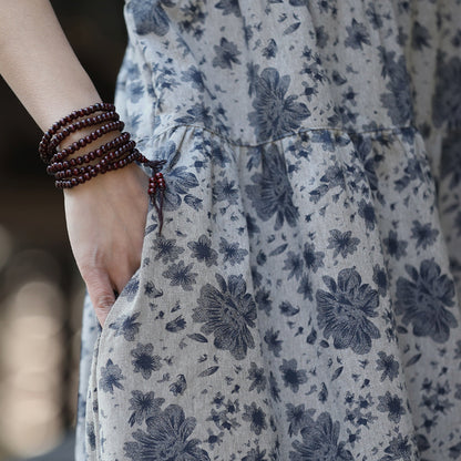 Vintage Linen Short Sleeves Midi Dresses