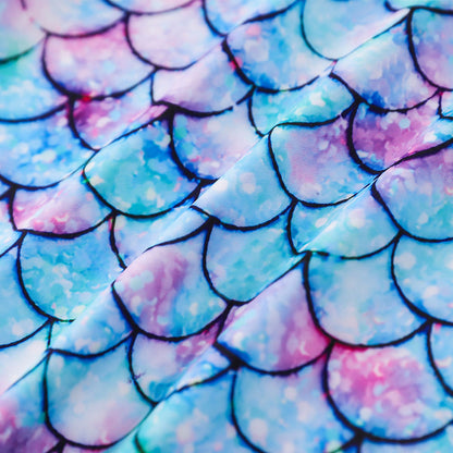 3D Fish Scale Design Two Pieces Swimsuits for Girls