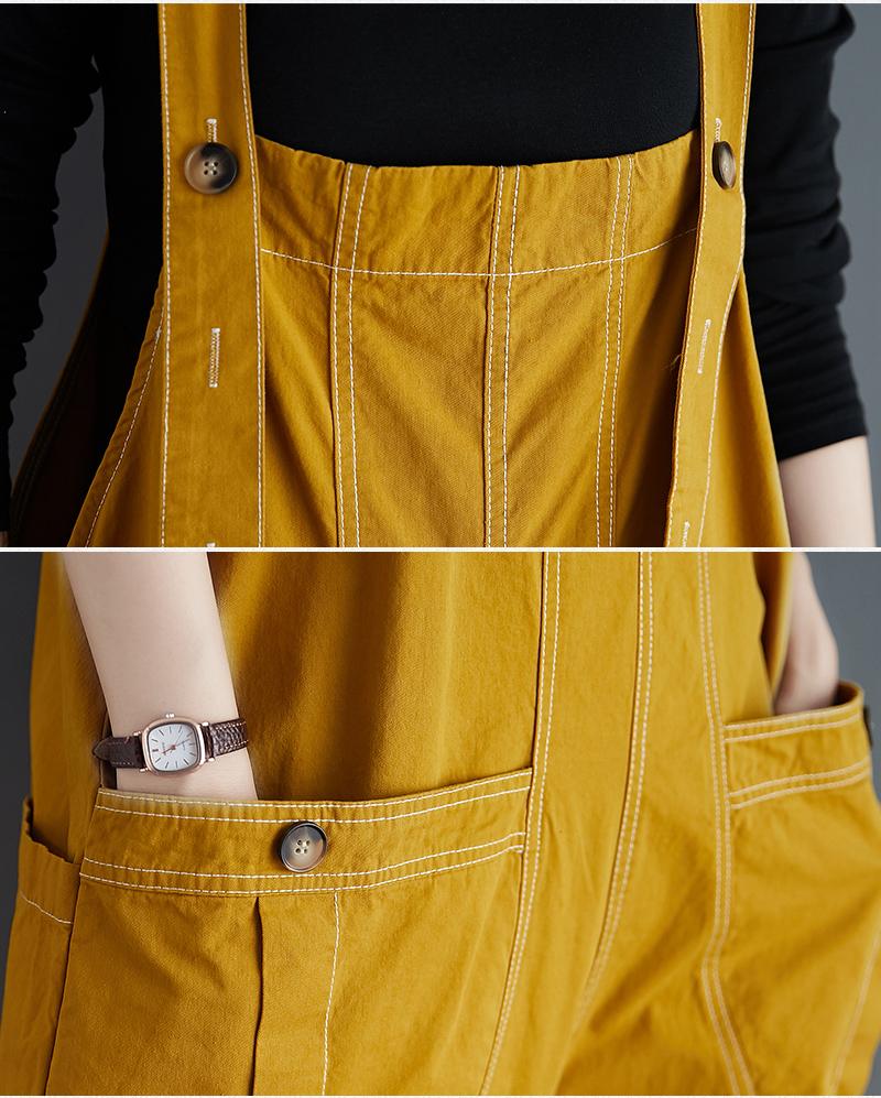 Plus Sizes Women Demin Dungarees-STYLEGOING