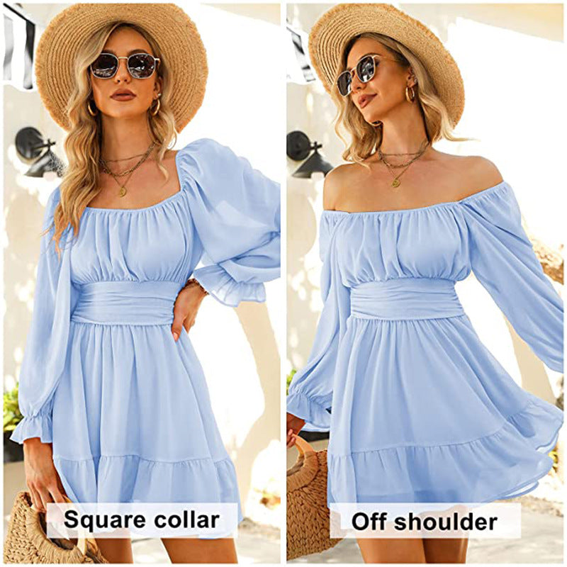 Chiffon Square Neckline Summer Daily Dresses
