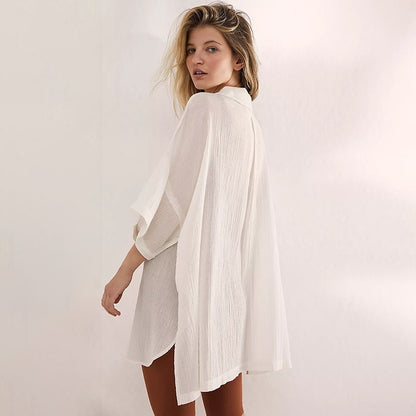 Summer Women Cotton Holiday Bikini Shirts