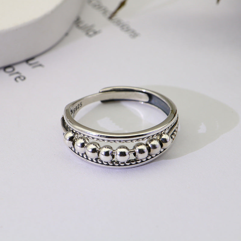 Dot Design Vintage Sterling Sliver Open End Rings