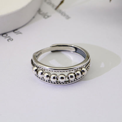 Dot Design Vintage Sterling Sliver Open End Rings