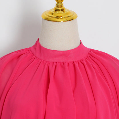 Chiffon High Neck Ruffle Women Long Holiday Dresses
