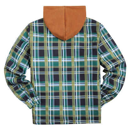 Plaid Winter Hoodies Jacket Outerwear for Men