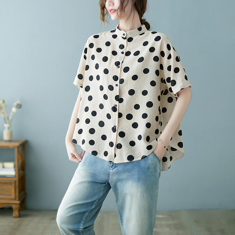 Summer Apricot Dot Women Shirts