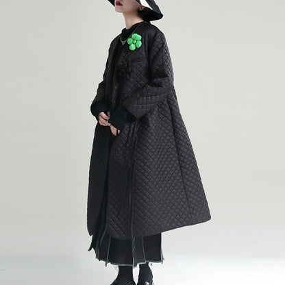 Black Cotton Winter Women Overcoats