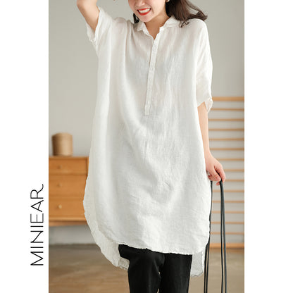 Vintage Linen Women Shirts Mni Dresses