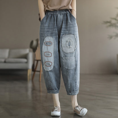 Summer Cotton Women Harem Plus Sizes Denim Jeans
