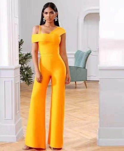 Sexy Fashion One Shoulder Overalls Jumpsuits for Women