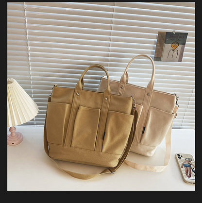 Women Large Storage Multi Pockets Canvas Mom Tote Handag