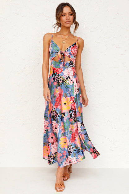 Sweety Summer Floral Print Sleeves Long Dresses