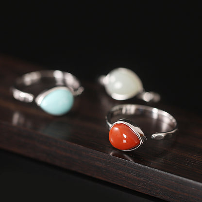 Vintage Water Drop Design Sterling Silver Ring for Women