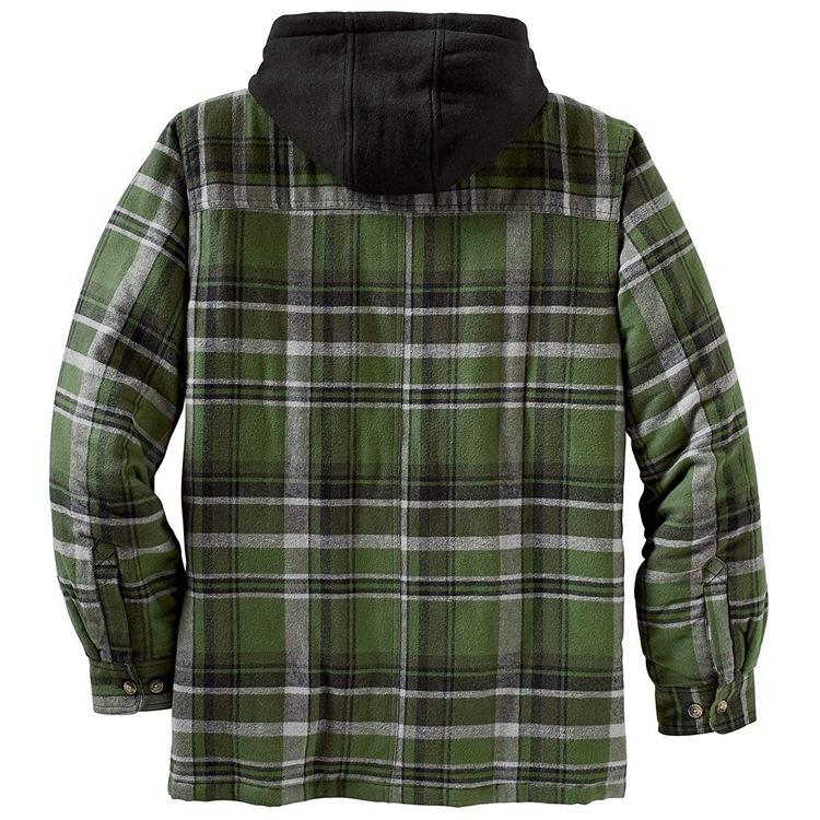Long Sleeves Plaid Hoodies Winter Overcoat for Men-STYLEGOING