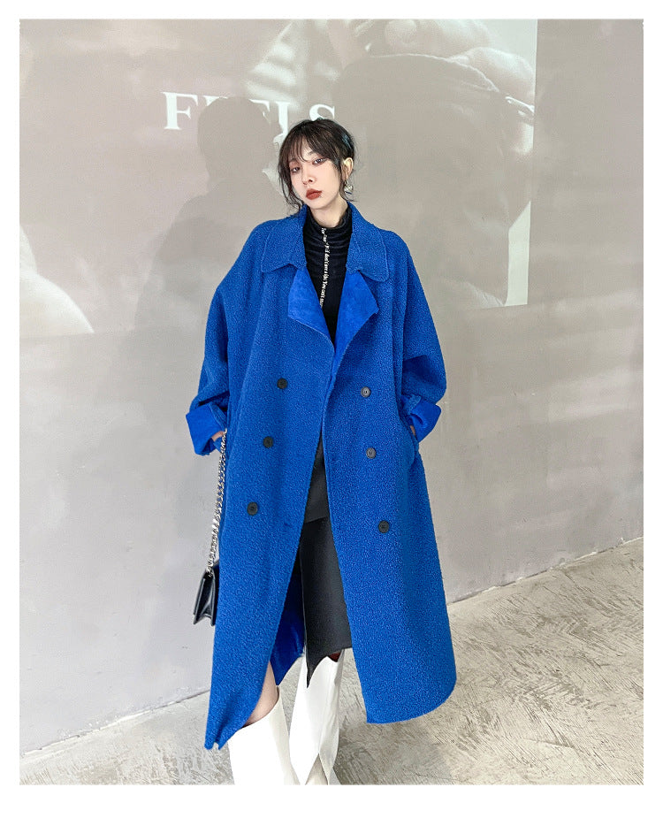 Luxury Plus Sizes Sherpa Peach Velvet Warm Winter Overcoat