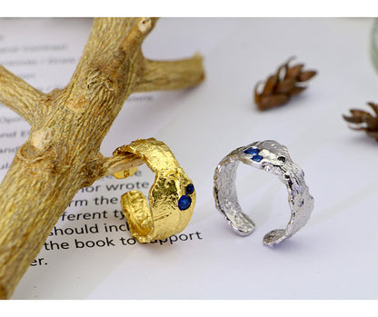 Irregular Wide Design Women Sterling Silver Rings