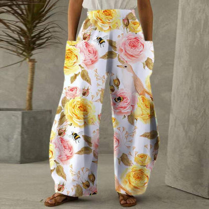 Casual Natural Waist Wide Legs Summer Long Pants