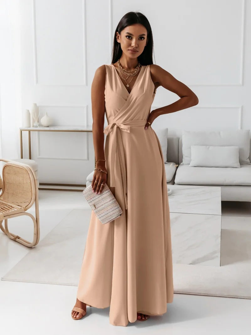 Simple Design V Neck Long Evening Party Dresses