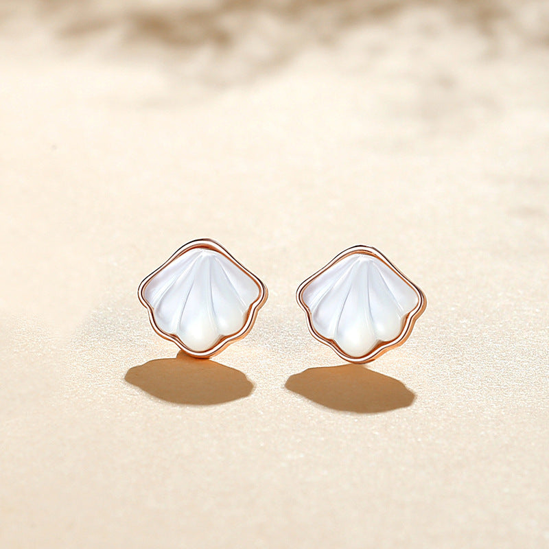 Shell Shape Silver Earring Studs for Women