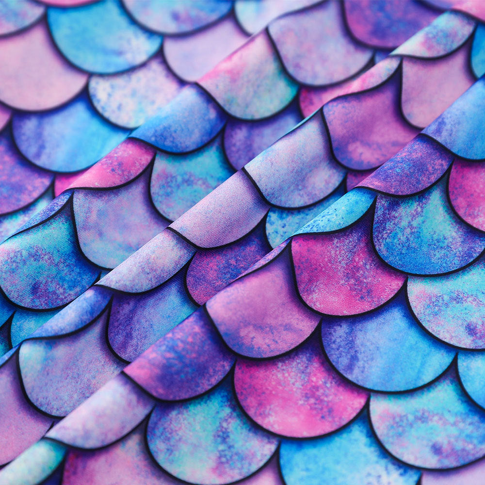 3D Fish Scale Design Two Pieces Swimsuits for Girls